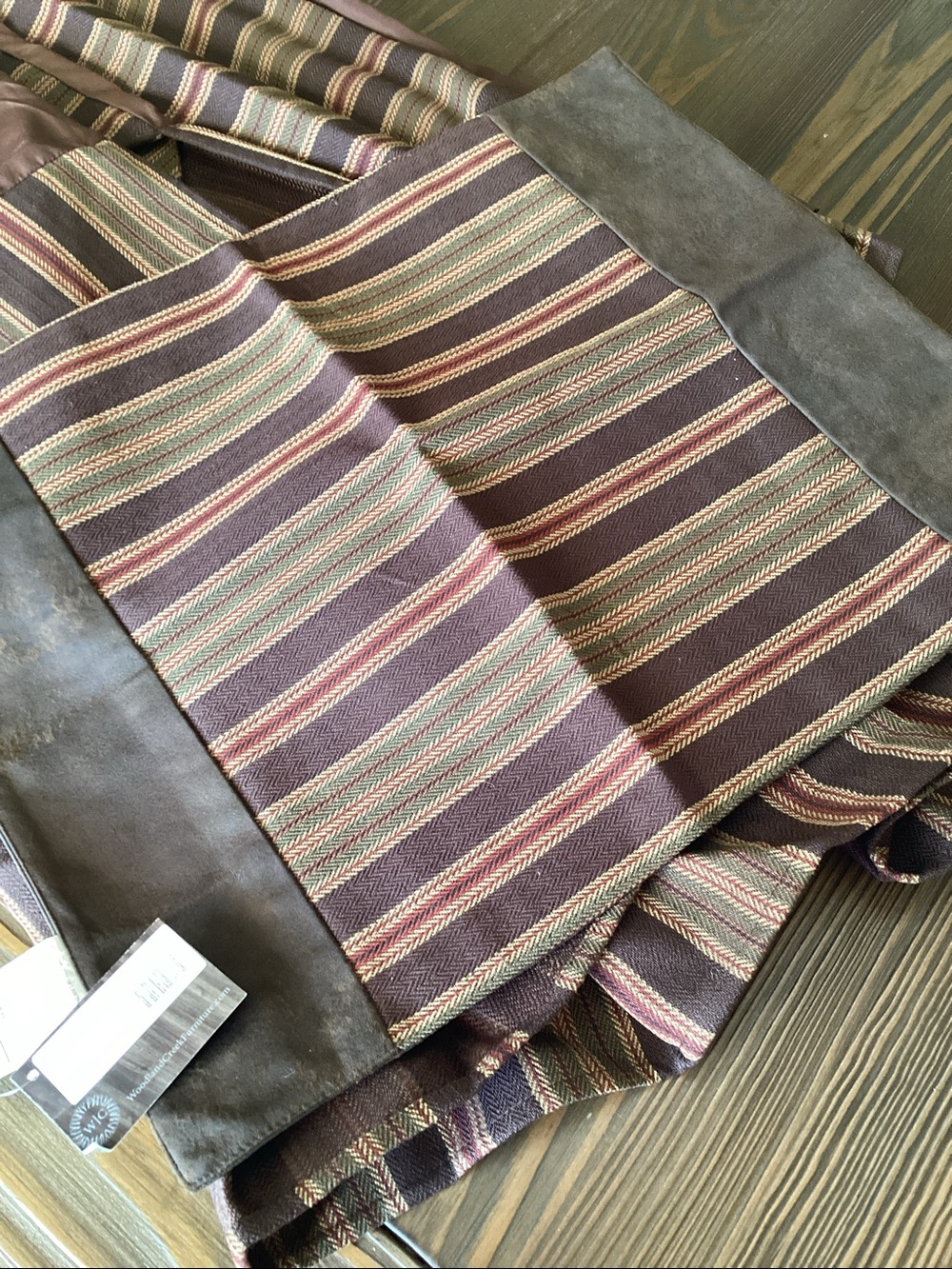 BNWT Brown Stripe Queen Bedskirt & Matching Piece - Picture 3 of 7